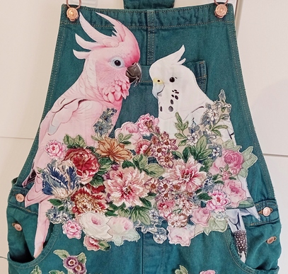 Dyed Green Parrot Dungarees