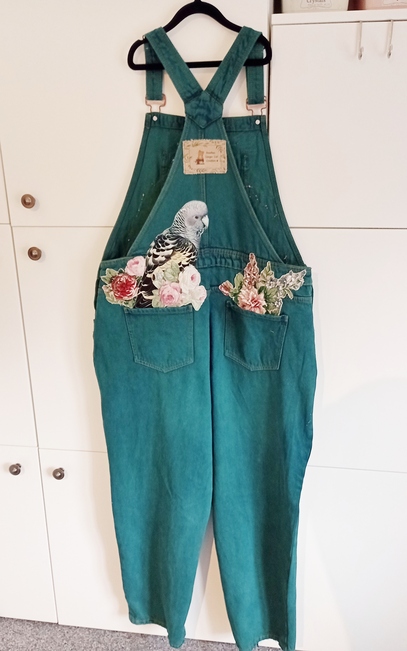 Dyed Green Parrot Dungarees
